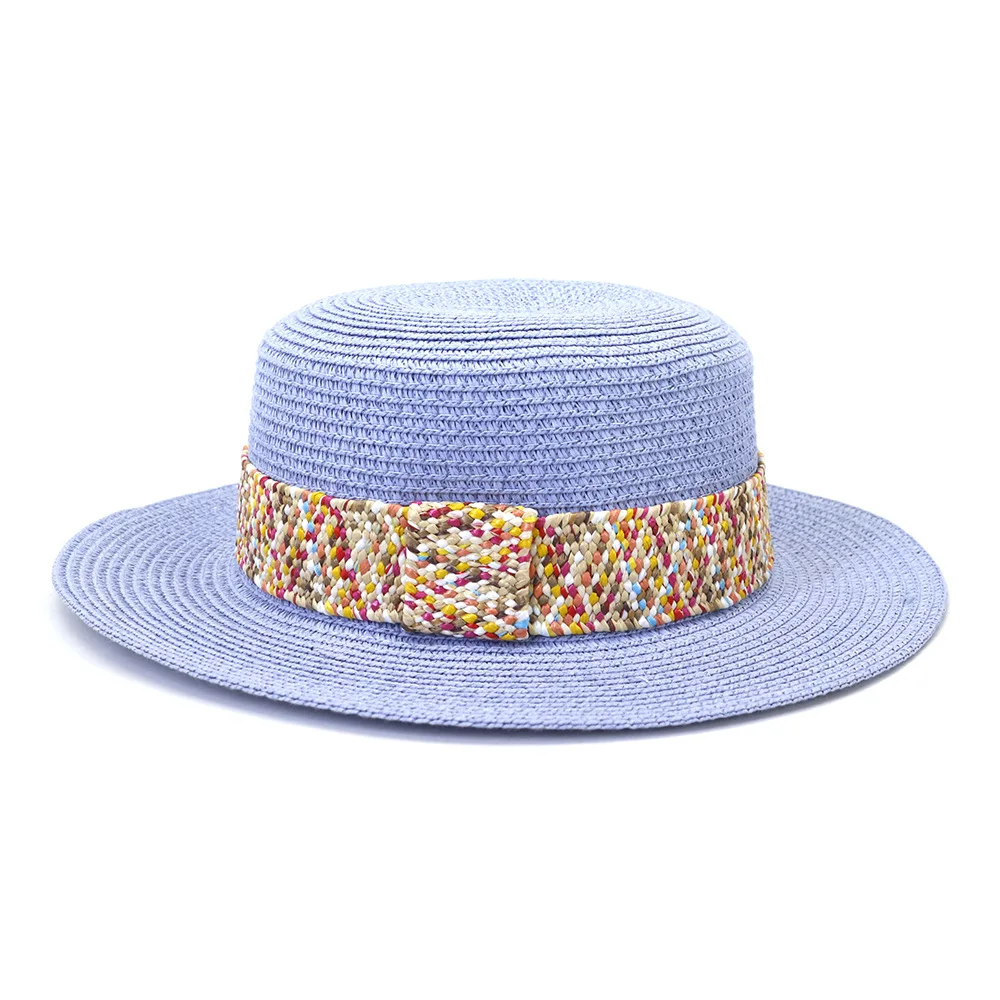 Multi-color beach hat new size adjustable male and female color sun hat straw hat flat-top macaron color кепка мужская