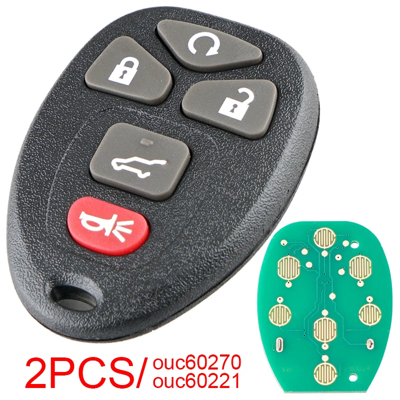 

2 Pcs 4+1 Buttons Car Remote Key Fob C60270 / OUC60221 Fit for Chevy Silverado Traverse Avalanche Equinox Express