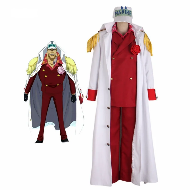 

Anime ONE PIECE Cosplay Costumes Akainu Sakazuki Borsalino Sengoku Halloween Justice White Navy Cosplay Uniforms