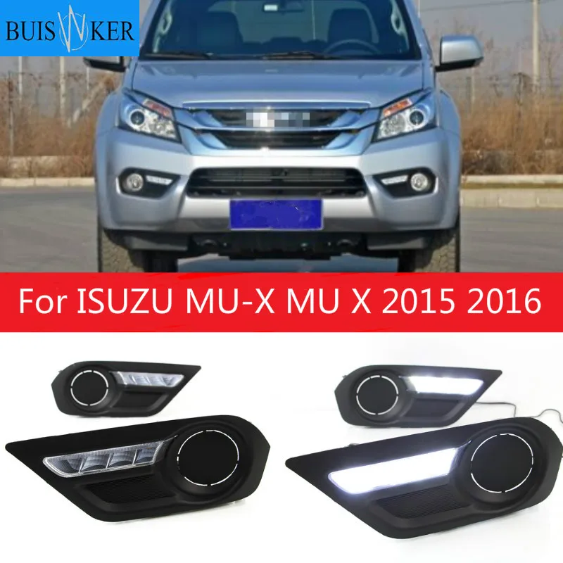 

2Pcs For ISUZU MU-X MU X 2015 2016 Daytime Running Lights fog lamp cover headlight 12V Daylight car-styling