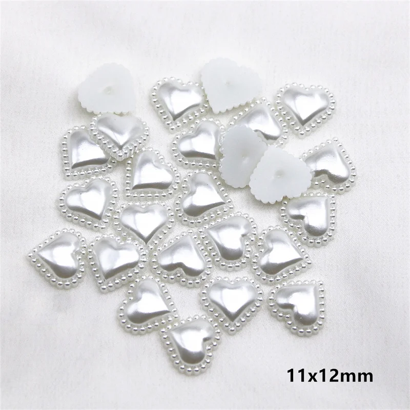 50 Stks/partij 18Mm Ivoor/Wit Hart Parel Kralen Abs Resin Plaksteen Gesimuleerde Pearl Kralen Sieraden Accessoires