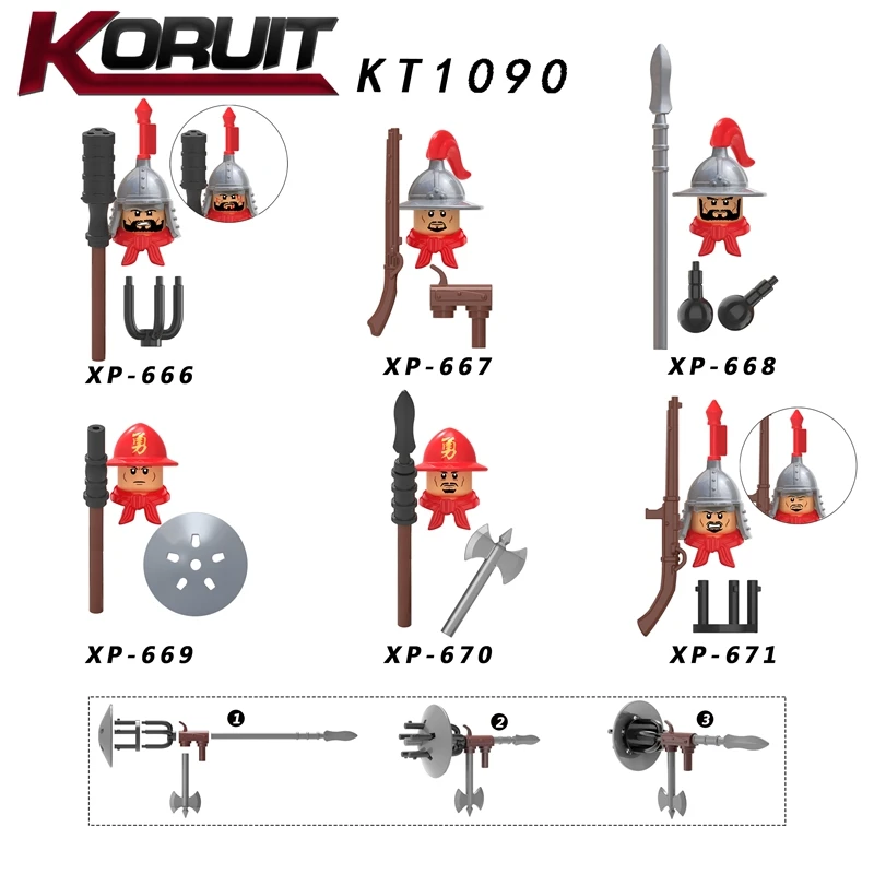 

Koruit Ming Dynasty Soldiers War Action Figure Accessories Helmet Armor Building Blocks Bricks Toys For Children Gifts