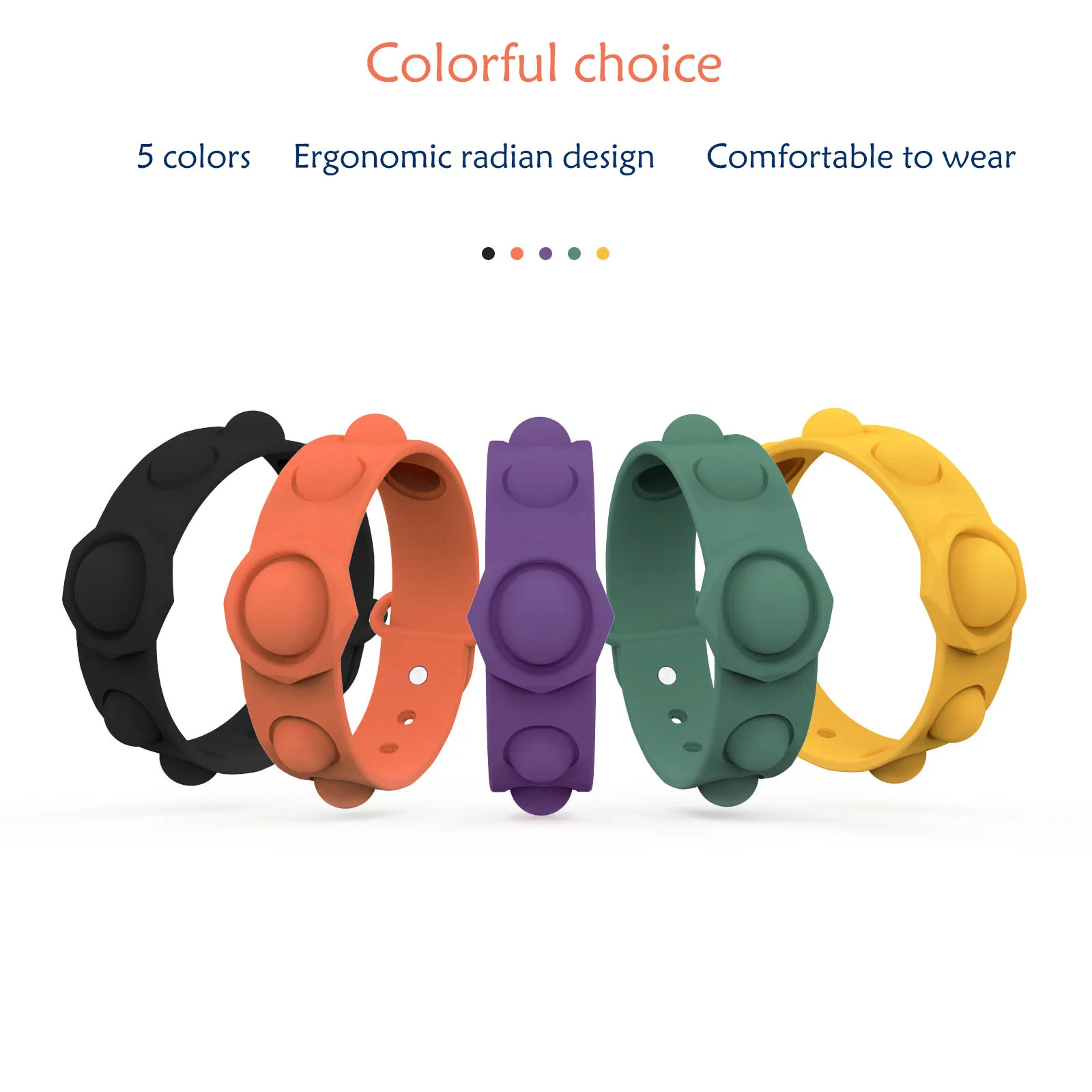 Decompression Bracelet Portable Press Fidget Simple Dimple Pop it Stress Relief Silicone Colourful Finger Toys Massage Decorate