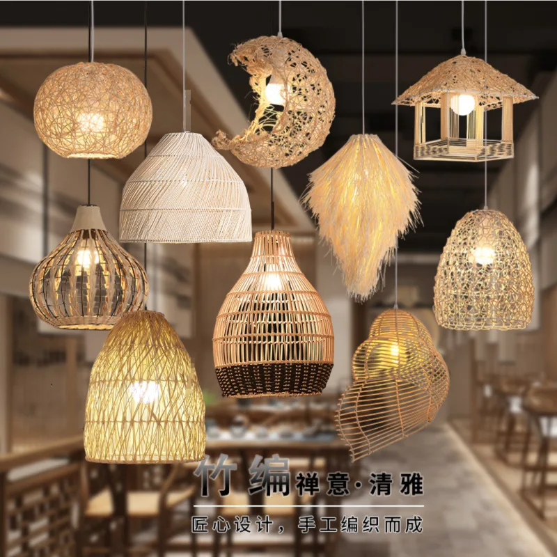 

New Chinese rattan chandelier East retro rattan creative bamboo art restaurant hot pot hotel homestay decorative lights