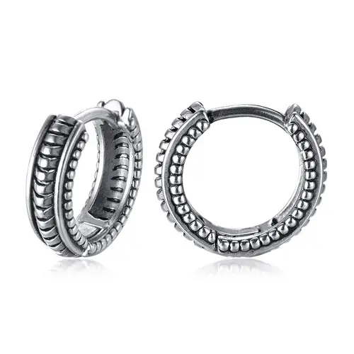 Vnox Stylish Hoop Earrings for Men Boys, Stainless Steel Huggies Earring, Ethnic Punk Rock Male Ear Gifts Jewelry - Image 10