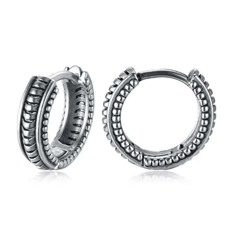 Vnox Stylish Hoop Earrings for Men Boys, Stainless Steel Huggies Earring, Ethnic Punk Rock Male Ear Gifts Jewelry - Image 10
