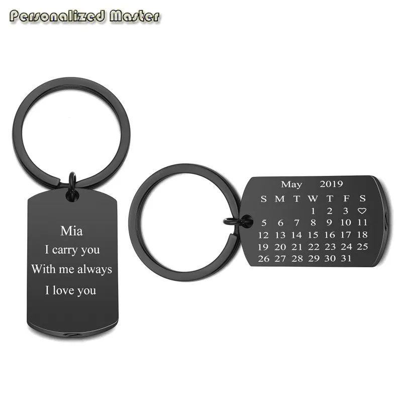 

Personalized Master Custom Special Date Calendar Military Army Dog Tag Keychain for Ashes Memorial Keepsake Cremation Jewelry