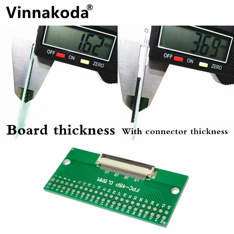 2 قطعة FFC/FPC لوح مهايئ 0.5 مللي متر-45P إلى 2.54 مللي متر ملحومة 0.5 مللي متر-45P الوجه العلوي موصل