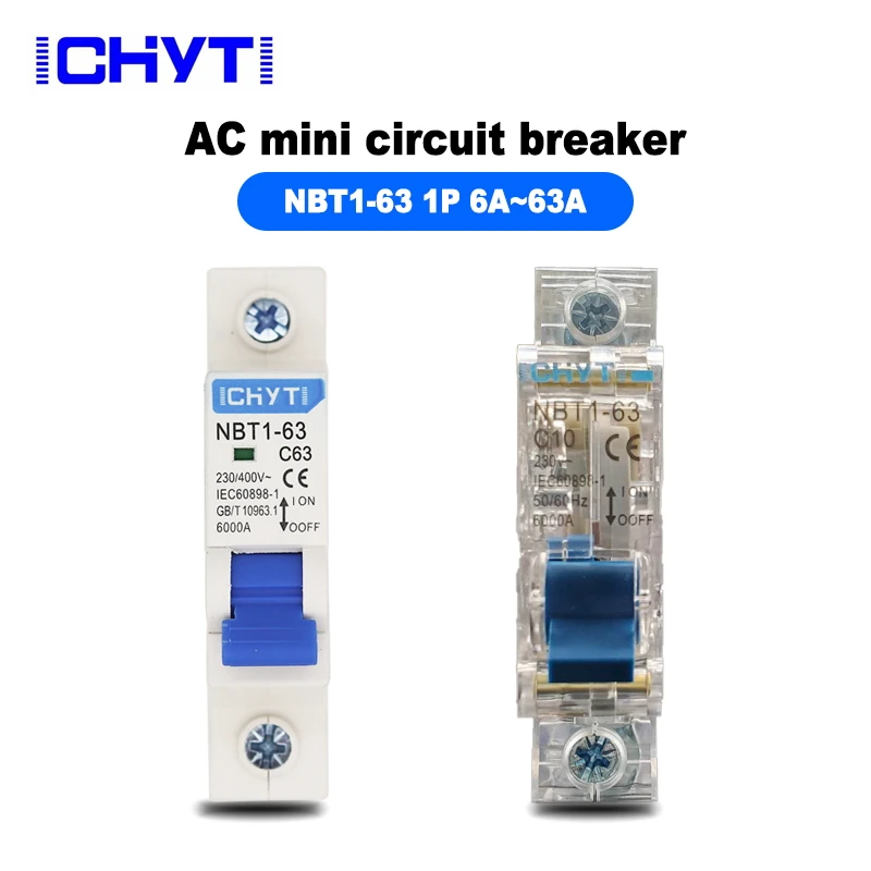 ICHYTI 220v/400V 1P 6A/10A/16A/20A/25A/32A/40A/50A/63A Transparent Shell Air Switch Household Miniature Circuit Breaker MCB