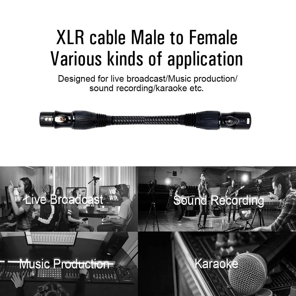 LONGON XLR to XLR Microphone Cable Male to Female 2M 5M 10M Balanced XLR 3Pin Nylon Braided for Audio Mixer Amplifiers  2 Pack