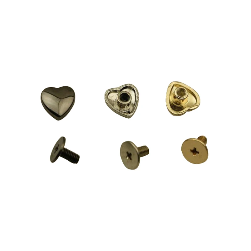 10/20/50Pcs 10mm Metal Heart Head Screws Leather Craft Strap Rivets Heart Shape Nail Stud Solid Nail Bolt for Clothes/Bag/Shoes