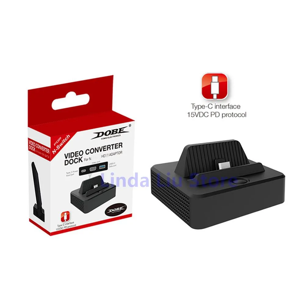 แท่นชาร์จแบบพกพา Type-C 1 ชิ้นสําหรับ Nintendo Switch NS HDMI เข้ากันได้กับอะแดปเตอร์แปลงวิดีโอทีวีแท่นชาร์จ