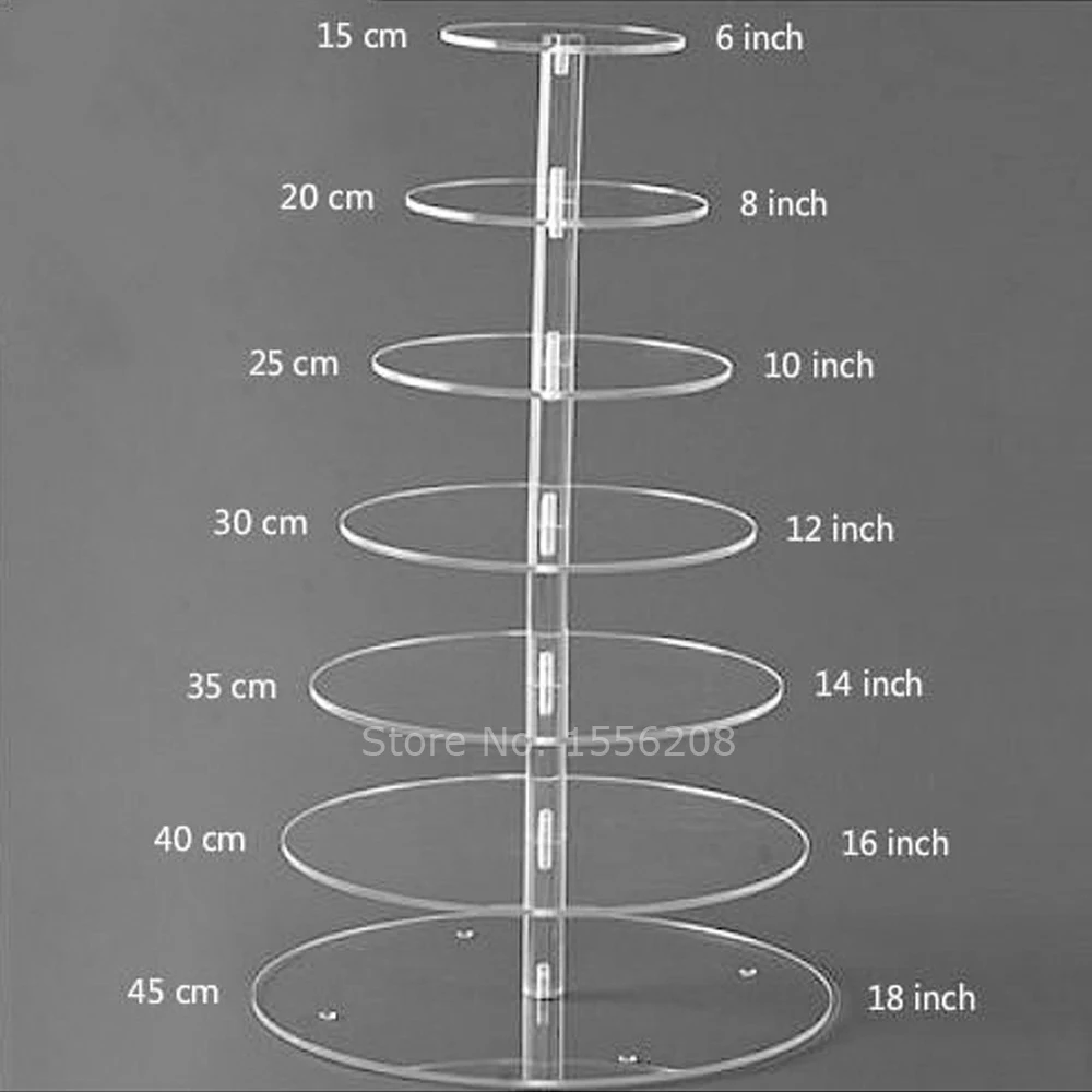 

7 Tier Clear Acrylic Round Cupcake Stand Perspex Cake Display Tools Plexiglass Christmas Wedding Birthday Craft Holder Supplies