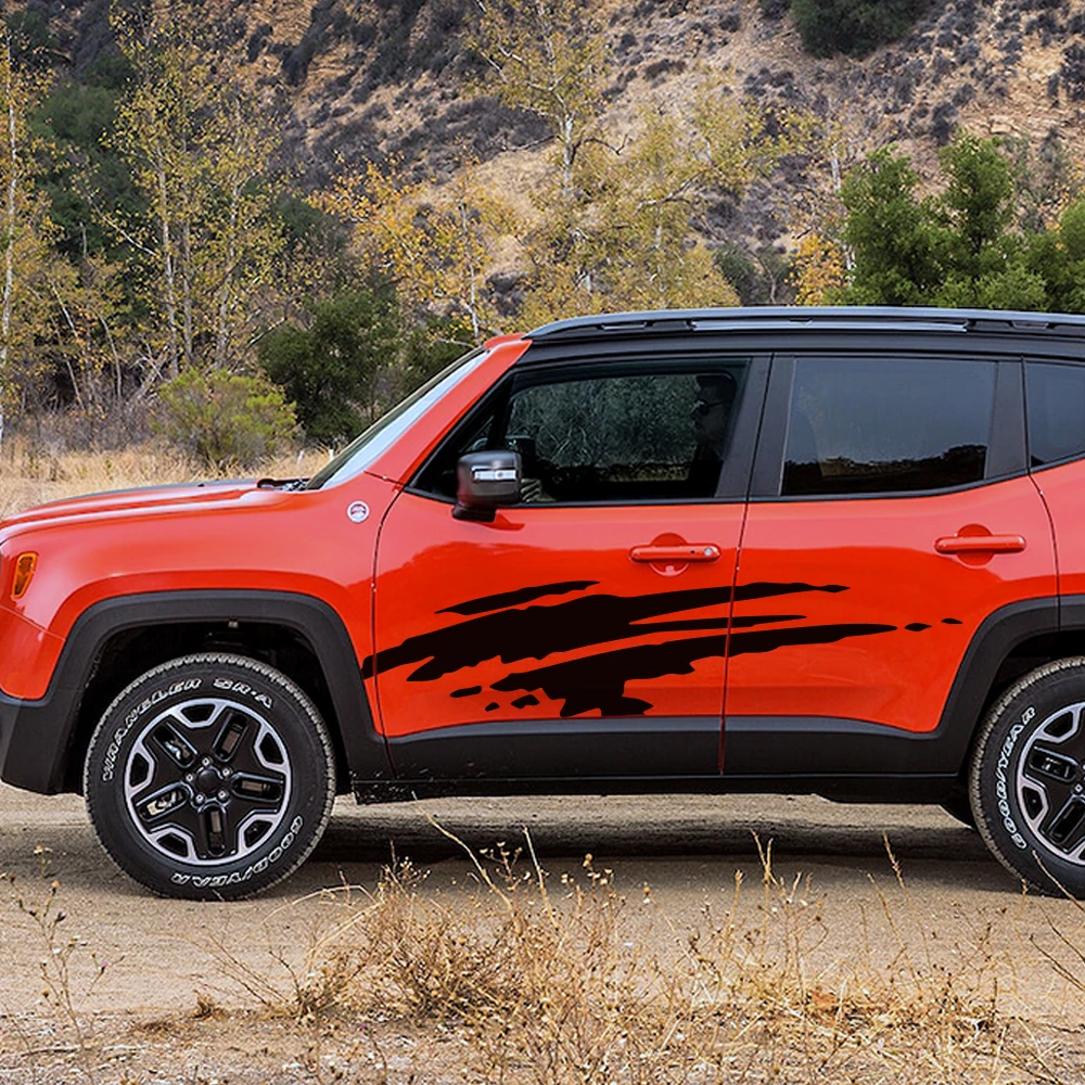 

Auto Racing Sports Styling Viny 2pcs Car Both Side Body Stickers l Wrap Decals Tuning For Jeep Renegade Wrangler Car Accessories