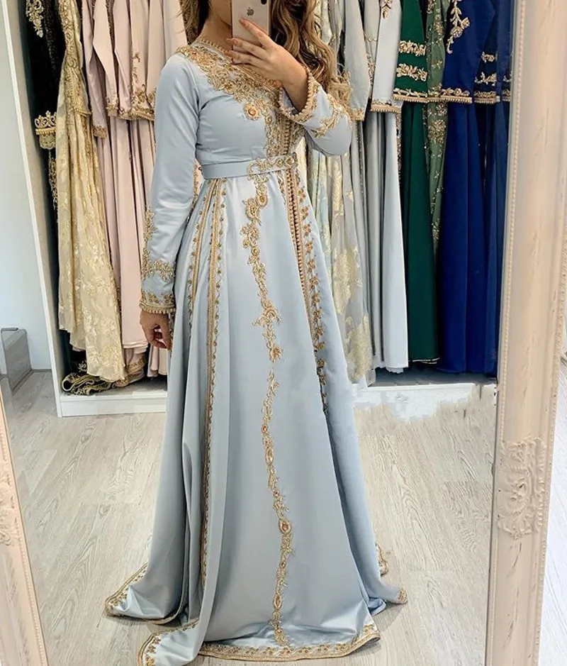 Customized Moroccan Caftan Evening Dresses Beads Hand Work Muslim Evening Dress Arabic Abaya Formal Dress robe de soiree платье