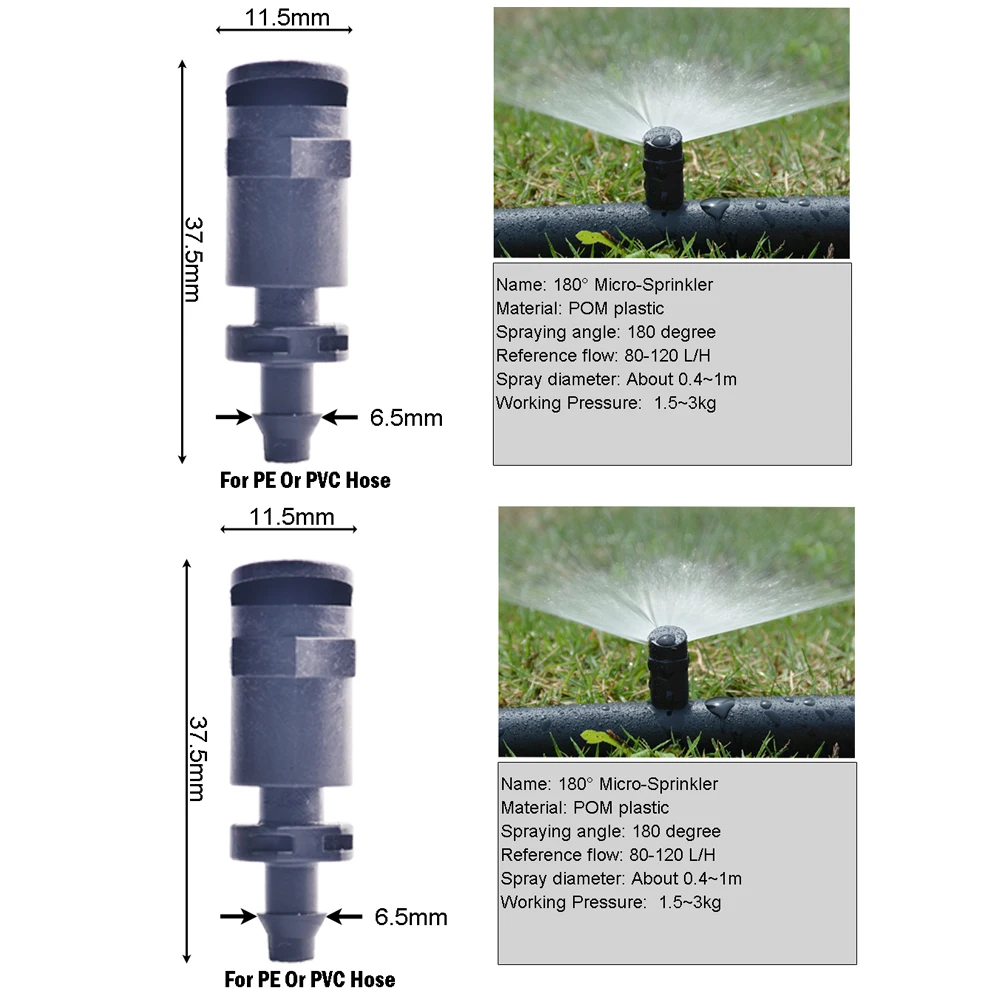 20 sztuk 180 stopni refrakcyjne dysze zraszacze z 1/4 \'\'lub 4/7mm śrubowe złącza Barb refrakcyjna głowica do spryskiwacza dyszy