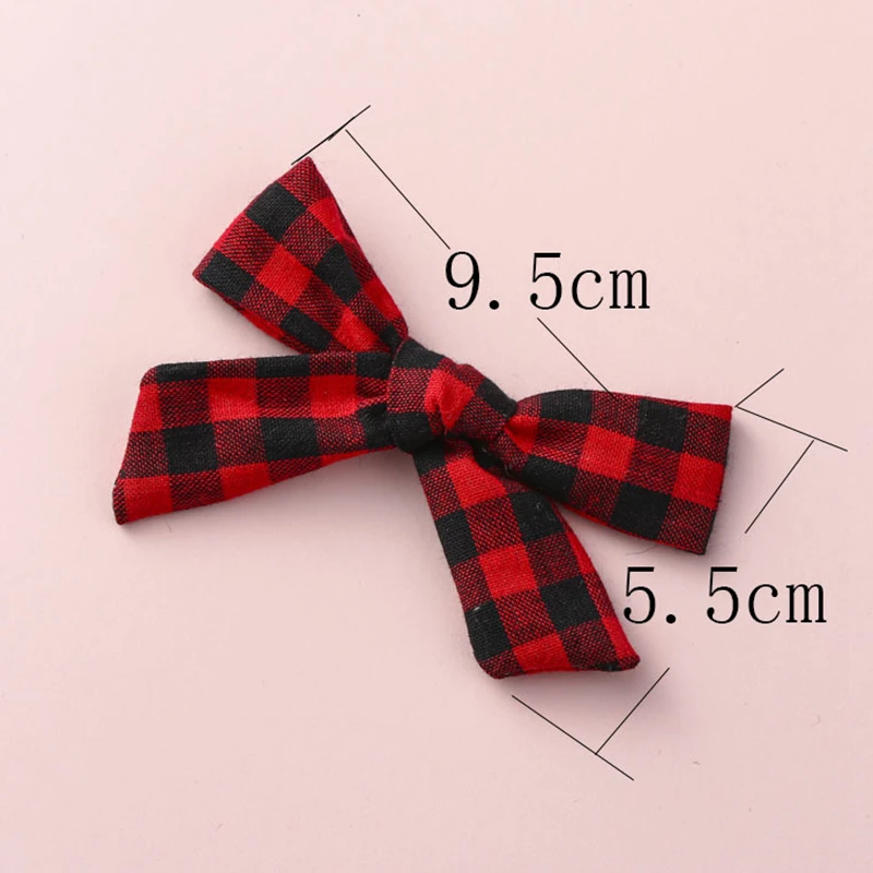 Cotton Plaid Hair Clips For Girls Baby Bow Knot Hair Pin Children Barrette Kids Hair Bows Accessories Infant Hairpin 19 Colors