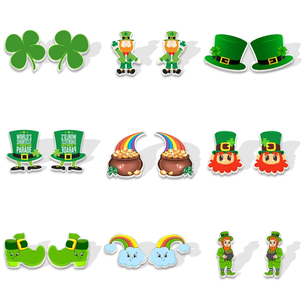 Epoxy Stud Earrings Saint Patrick's Day Cartoon Leprechauns Stud Earrings For Girls Cute Party Gift