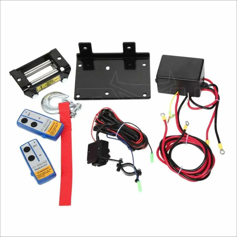 12V 3000Lb/1360Kg Không Dây Tời Điện Thép Cường Độ Cao Cáp Atv Tời Điện