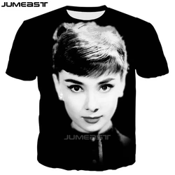 Jumeast Men Women 3D T-Shirt Superstar Audrey Hepburn Oversized Summer O-Neck Short Sleeve T Shirt Sport Pullover Tops Tees