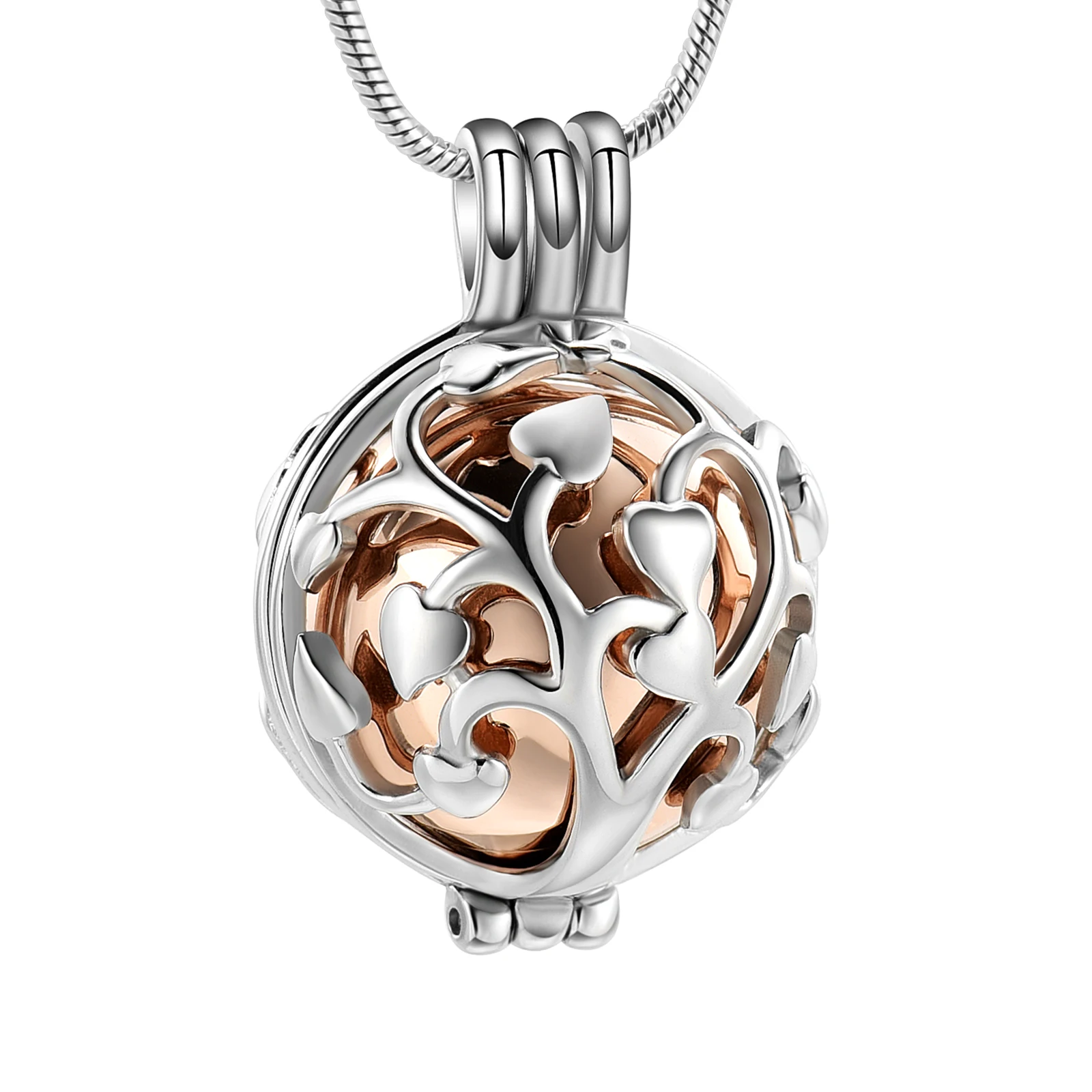 Tree Of LIfe Cremation Necklace For Ashes With Ball Urn Memorial Jewelry Keepsake Pendant