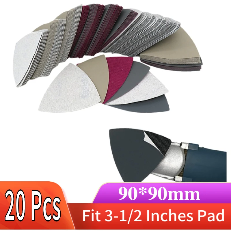 

20PCS 90*90MM Waterproof Sandpaper Hook and Loop Silicon Carbide 60 to 10000 Grits for Wet or Dry Sanding