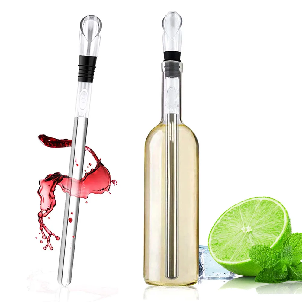 Ice Wine Chiller วิ่งถังน้ำแข็งสแตนเลส Barware Wine Pourer ขวด Stick อย่างรวดเร็ว Iceless Perfect Kitchen Bar Accessorie