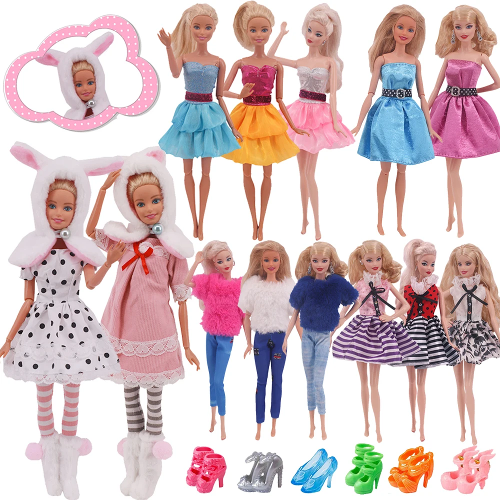 Multicolor Barbies Doll Plush Clothes Fashion Evening Dress Cute Doll Shoes For Barbies,11.8 Inch Doll,1/6 BJD,Doll Accessories