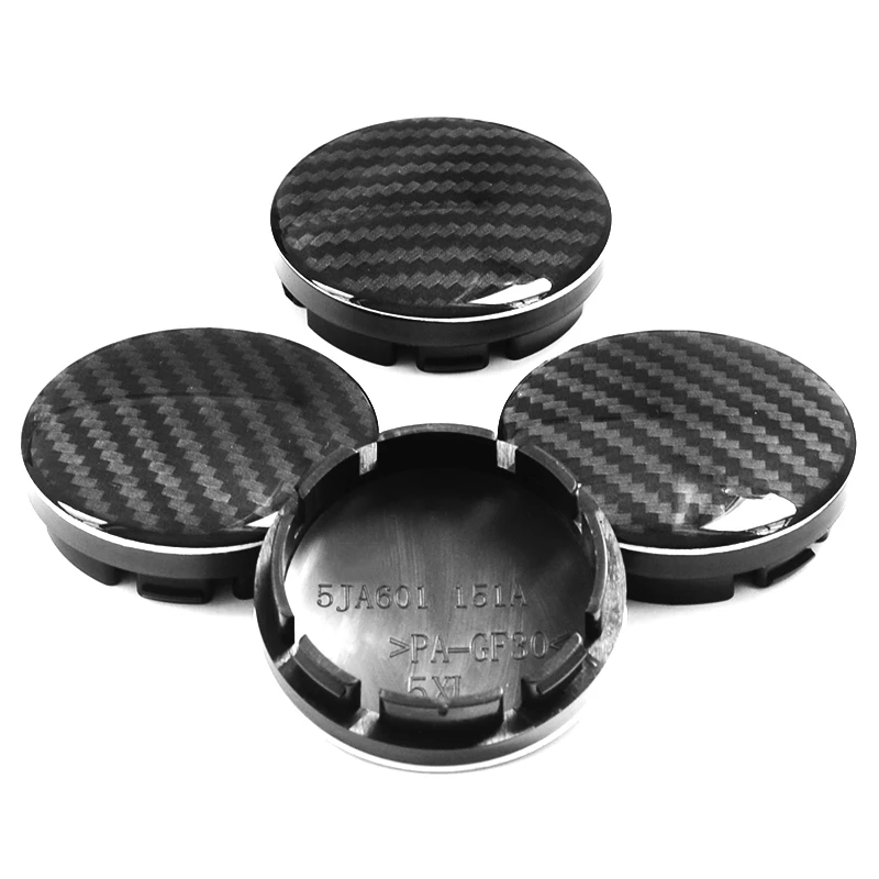 4pcs 56mm Glossy 3D Carbon Fiber Pattern Wheel Center Cap Hub Cover for GOLF Skoda Yeti Rapid Octavia Fabia Citigo 5JA601 151A