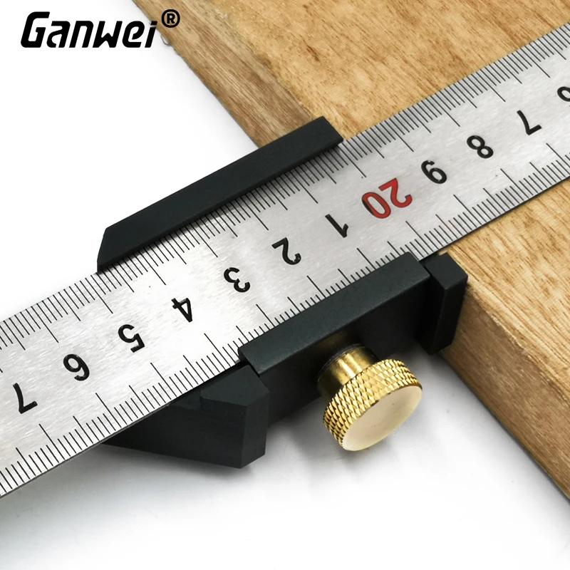 Ganwei Steel Ruler Positioning Woodworking Scribing Aluminum Alloy Block Crossed-out Tool Line Drawing Marking Gauge