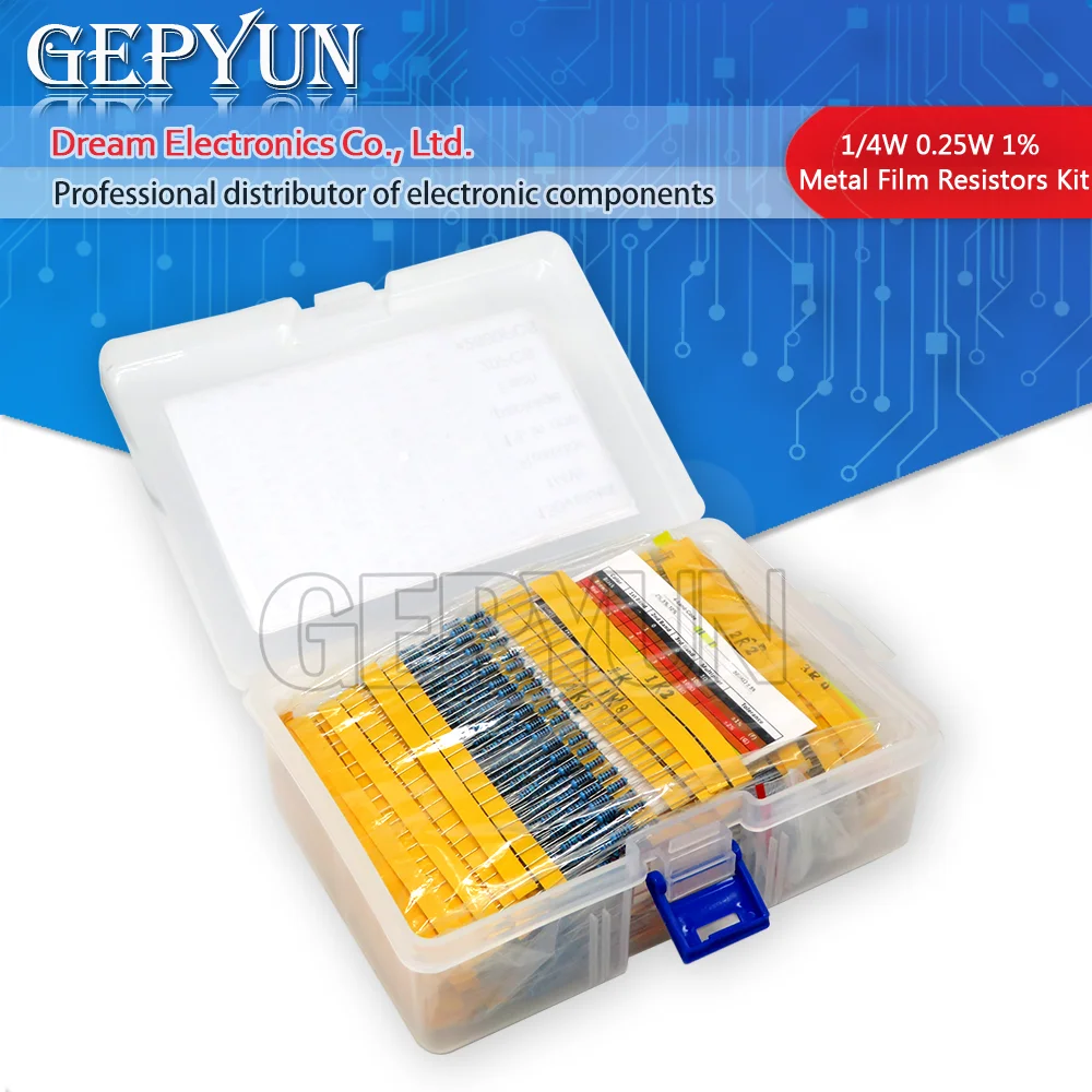 2600pcs/lot 130 Values 1/4W 0.25W 1% Metal Film Resistors Assorted Pack Kit Set Lot Resistors Assortment Kits Fixed resistor