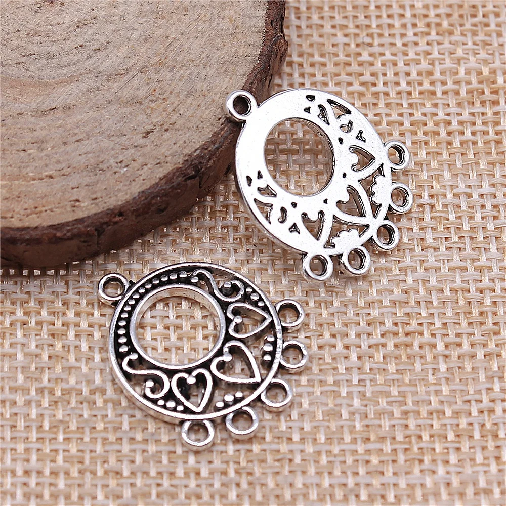 32pcs 20x24mm antique silver Love earring connecting piece charms diy retro jewelry fit Earring keychain hair card pendant