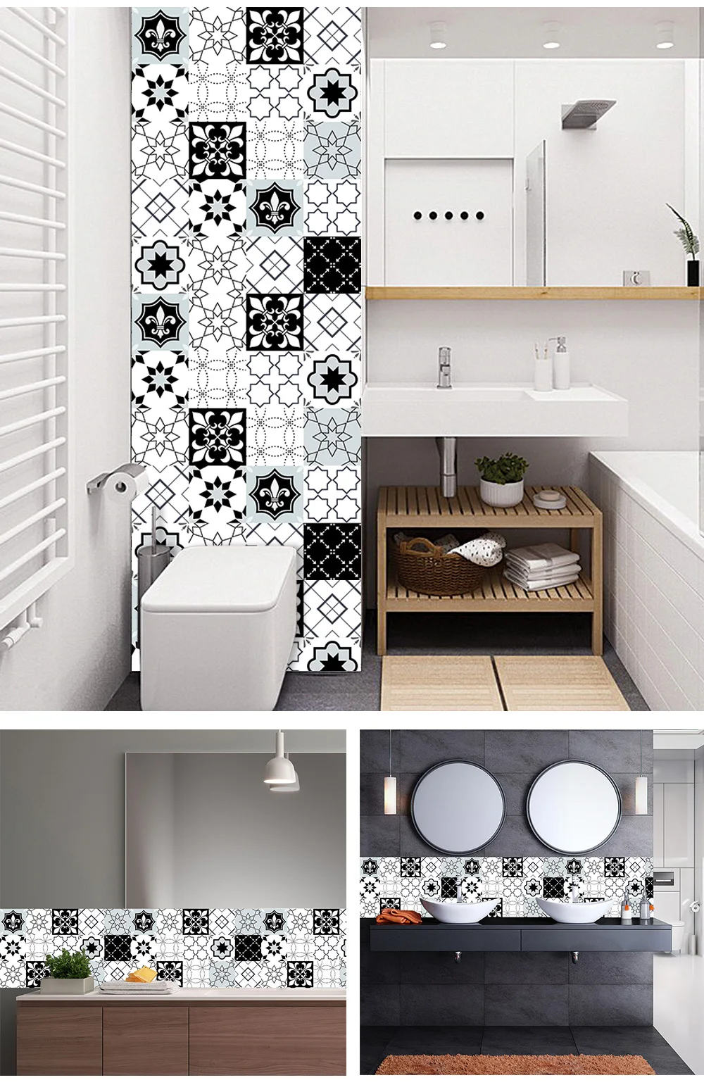 10/15/20cm Mandala Style Matte Surface Tile Sticker Peel & Stick Decoration Film For Tiles /Ground in Kitchen Wardrobe Wallpaper