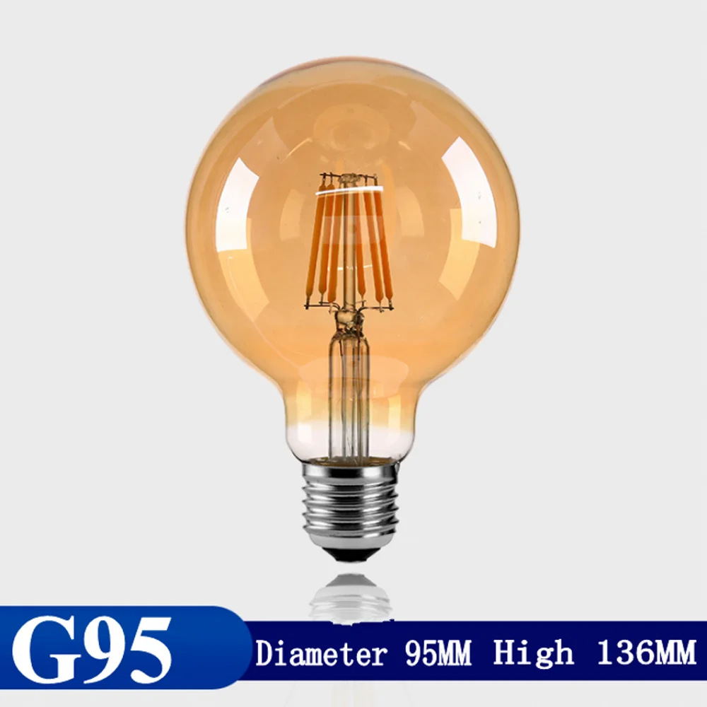 Retro COB Glass Bulb E27 220V 8W 40W G80 G95 G125 Ampoule Vintage Edison bulb Incandescent Lamp Filament Light Bulb Home Decor