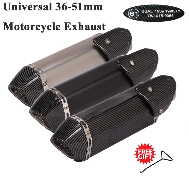 Universal Motorcycle Exhaust Pipe Escape Silencer Modiifed Muffler DB Killer E Mark For Ninja 250 R3 MT03 RC390 CBR300 Z900 ER6N