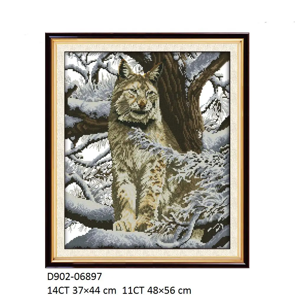 Cross Stitch Kits, Pumas in the Snow Wildcat, The Cat Fairy, The Leopard with Flowers D123 D539 D572 D724 D902(2)