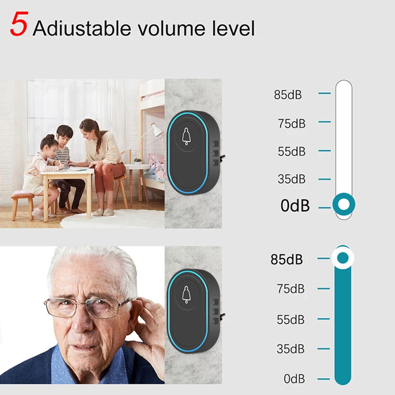 433MHz bezprzewodowy dzwonek 39 akordy muzyczne melodie długa odległość bezprzewodowa wsparcie regulacja głośności ue US UK Plug cena hurtowa