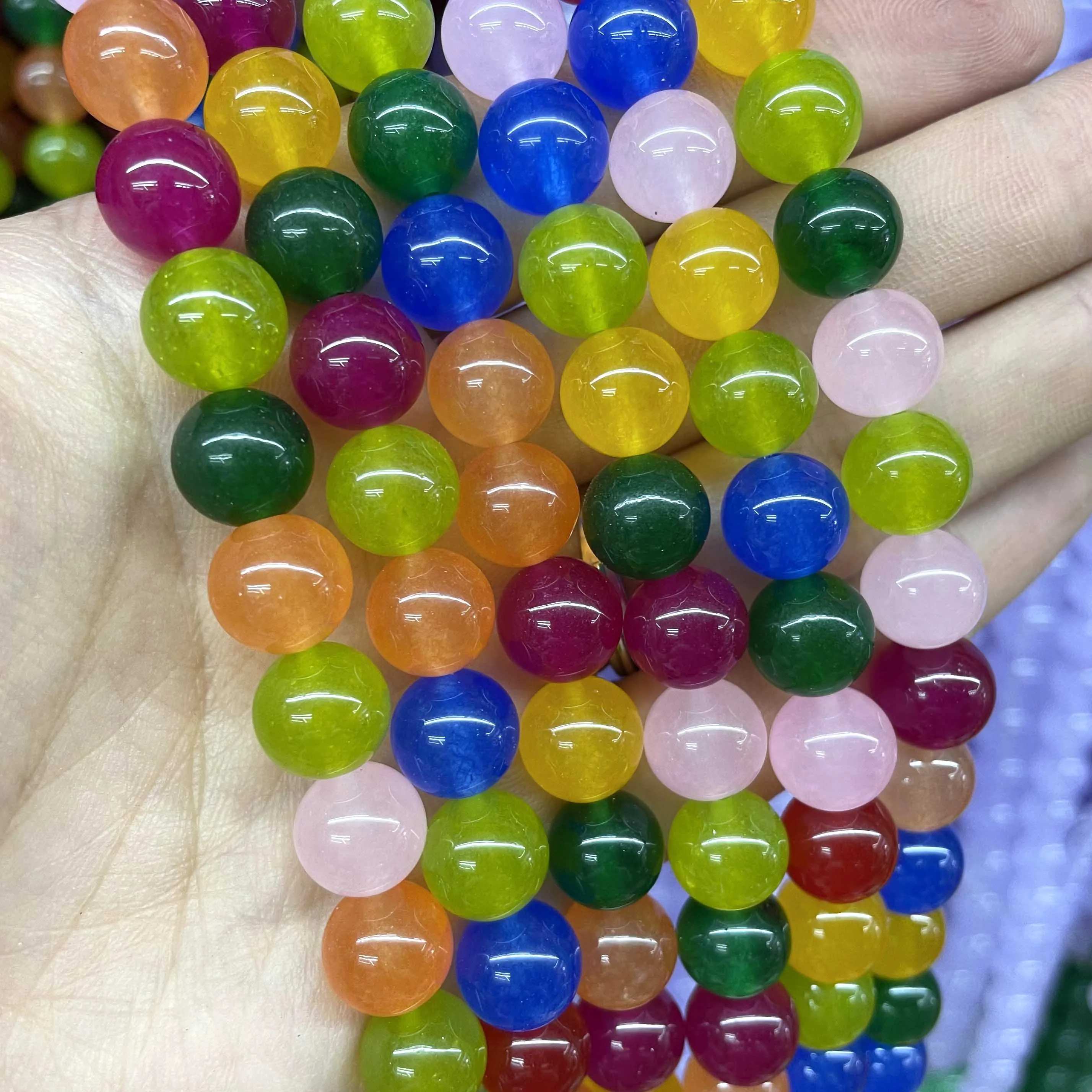 Natural Stone Round Colorful Jades Agates Loose Spacer Beads For Jewelry Making DIY Bracelet Earrings Accessories 4/6/8/10/12mm