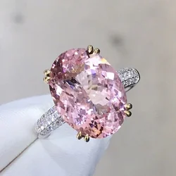 Luxury Oval 4ct Pink Diamond cz Ring 925 sterling silver Engagement Wedding band Rings for Women Bridal Party Jewelry Gift