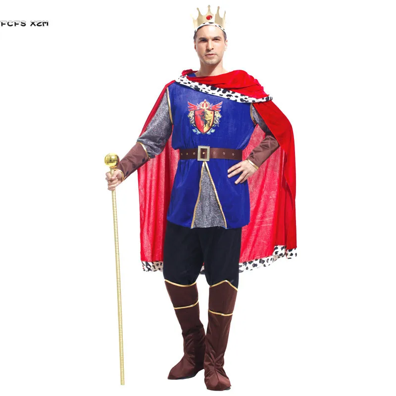 S-M Man King Cosplay Adult Halloween Medieval Costumes Purim Carnival Parade Masquerade Stage Show Nightclub Bar Role Play Dress