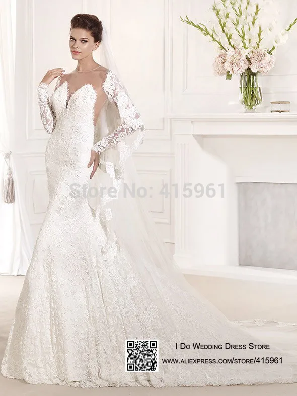 2019 Lace Long Sleeves Bridal Dresses Mermaid Backless Wedding Gowns vestido de noiva robe de mariee Marriage wedding dress