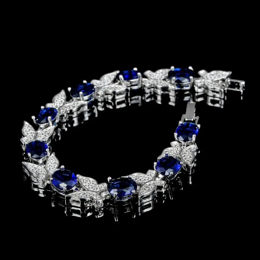 New Luxury Butterfly Bracelets For Women Aquamarine S925 Silver Charm bracelets Party Anniversary Gifts Fashion Jewelry