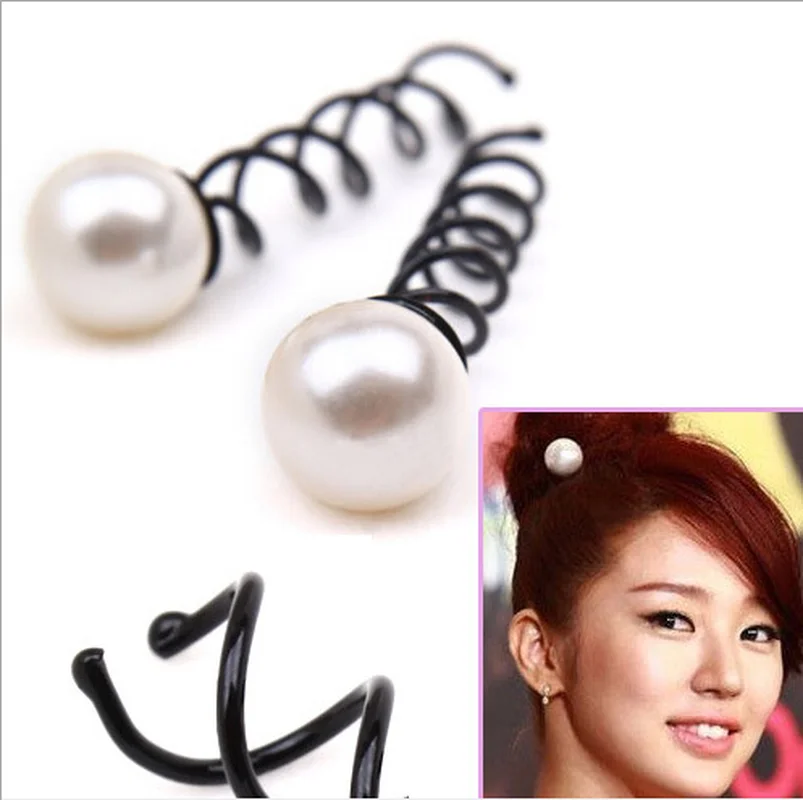 2022 Hot 1 PC  Girls Pearl Black Spiral Spin Screw Bobby Hair Pins Clips Twist Barrette Accessory For Hair Style korean Headwear