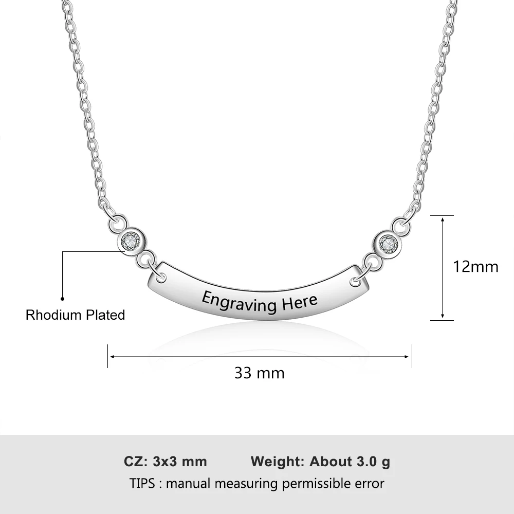 Silver Color Personalized Name Necklaces Pendants Custom Name Necklaces Curved Fine Jewelry Gift for Women (Lam Hub Fong)