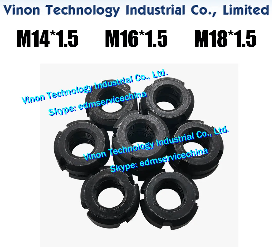 (2pcs) EDM Nut M14x1.5, M16x1.5, M18x1.5 for lock fixing of bearing on Wire Cutting Machine (made by high-strength carbon steel)