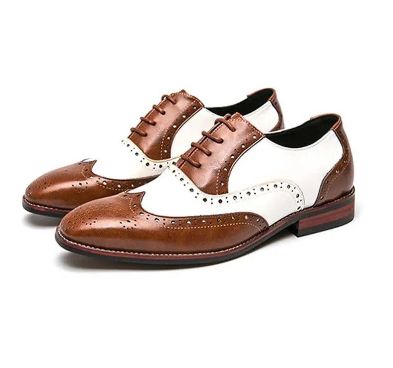 New Men Retro brogue lace-up black white oxford shoes Male Dress Wedding prom Homecoming Shoe Sapato Social Masculino