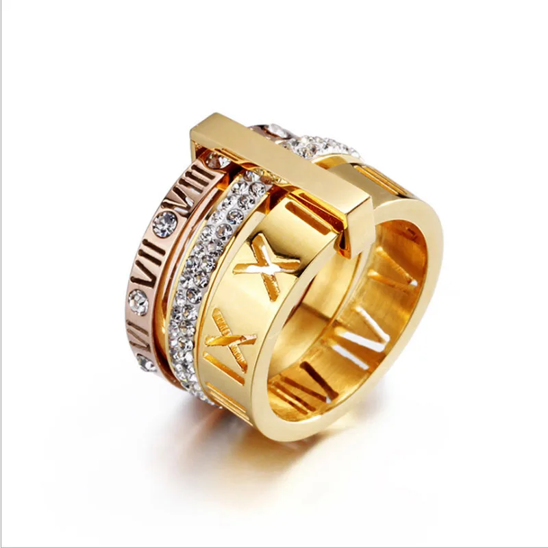 New Arrival Stainless Steel Gold Assorted Color Roman Numeral Ring for Women Mother's Day Gift Wholesale