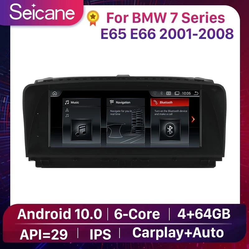 Seicane 4+64G Car Gps Multimedia Video Radio player For BMW 7 Series E65 E66 2001 2002-2008 Android 10 IPS Wireless Carplay DSP