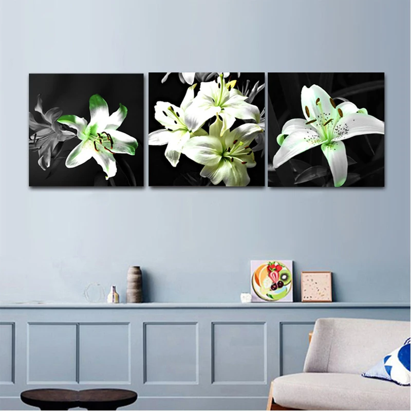 3PCS Diy Diamond Painting Lily Flower Diamond Embroidery Full Square Round 5D Cross Stitch Rhinestone Mosaic Living RoomZP-1055