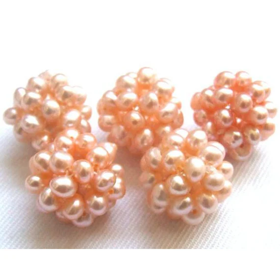 

New Favorite Pearl Ball Handmade Fine Jewelry 5pcs 16mm Pink Round Freshwater Pearl DIY Classic Necklace Earring Making